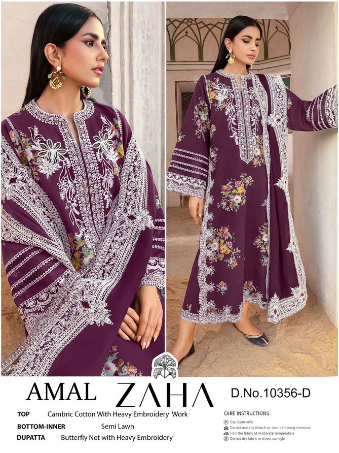 Amal By Embroidery Cambric Cotton Zaha Pakistani Suits Wholesale Price In Surat
